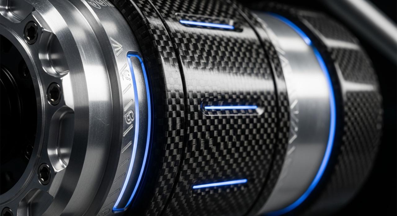 Detail moderního vysokovýkonného motoru Avinox od DJI s technologickými prvky.