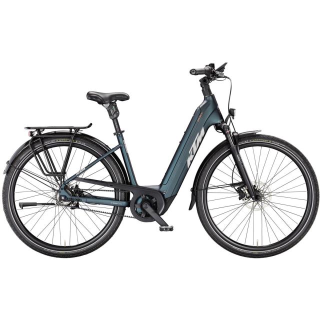 Elektrokolo KTM Macina City 820 XL Belt, easy entry - Dark Sea Matt (Grey+Orange)