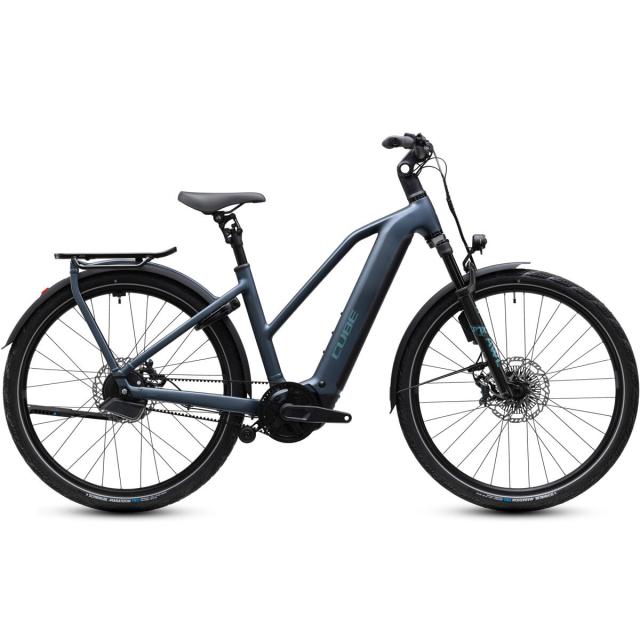 Elektrokolo Cube KATHMANDU Hybrid Deluxe SLX 800, trapeze - mineralblue´n´blue