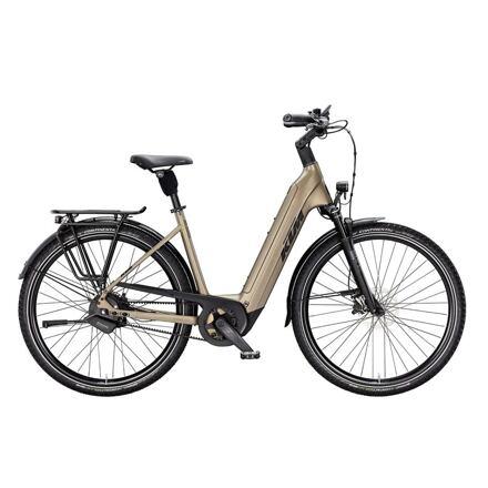 Elektrokolo KTM Macina City 810 Belt, easy entry - Olive Pearl matt (Black+Orange)